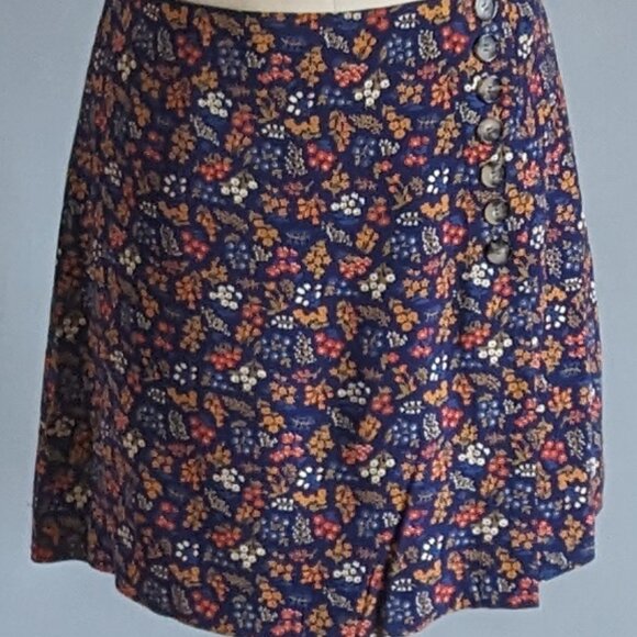 Madewell Ditsy Floral Print Faux Wrap 1990s Style Mini Skirt Size 2 Small - Picture 7 of 10